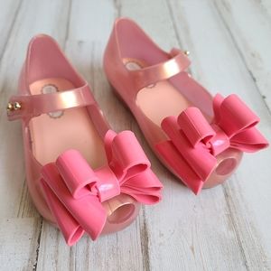 Mini Melissa Ultragirl Pink Girlie Bow Jelly Peep Toe Sandals
